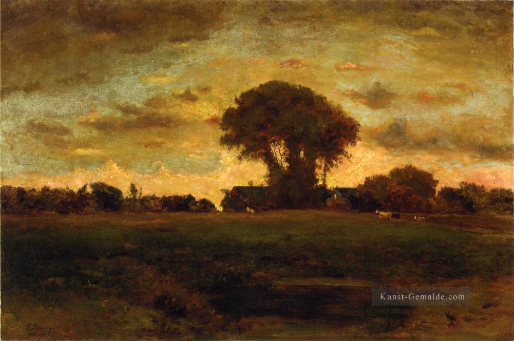 Sonnenuntergang auf einer Wiese Landschaft Tonalist George Inness Ölgemälde